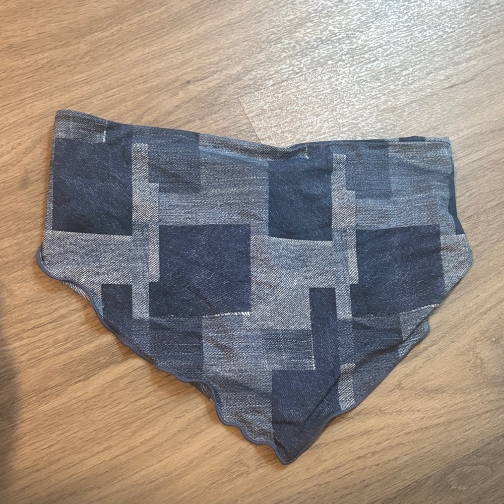 Out from under denim strapless bikini top